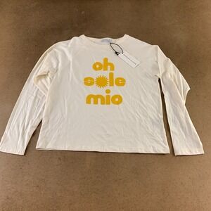 South Parade Women's Size Small Off White Lenny Oh Sole Mio Long Sleeve Tee NWT